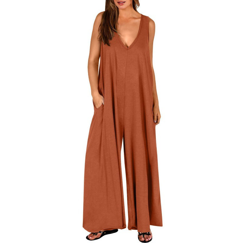 Kvinnor Elegant, vid jumpsuit med djup V-ringning och praktiska fickor Mirla-Eva Jonsson