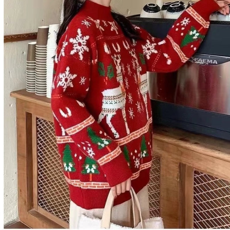 Kvinnor Festlig Vintertröja med Julmotiv Mirla-Eva Jonsson