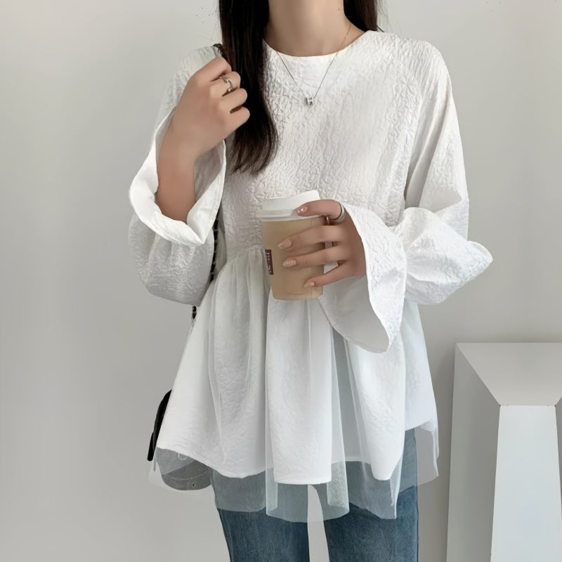 Kvinnor Flared Sleeve Peplum Blus Eva Jonsson-Eva Jonsson