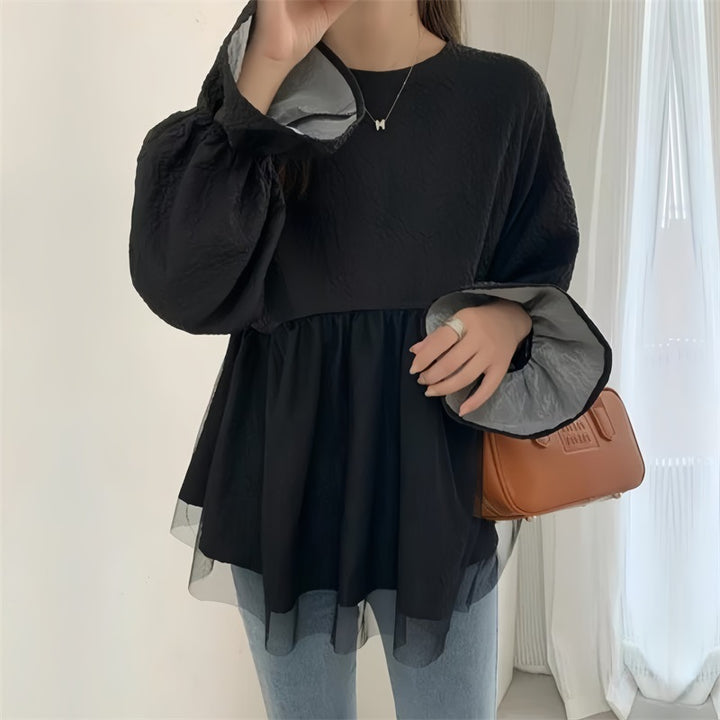 Kvinnor Flared Sleeve Peplum Blus Eva Jonsson-Eva Jonsson