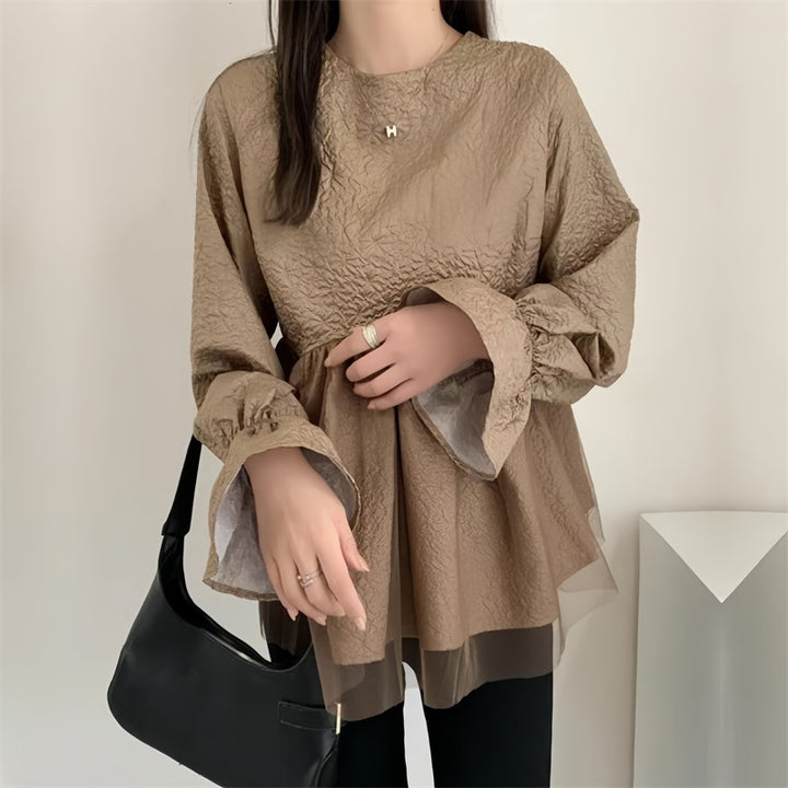 Kvinnor Flared Sleeve Peplum Blus Eva Jonsson-Eva Jonsson