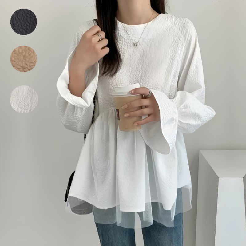 Kvinnor Flared Sleeve Peplum Blus Eva Jonsson-Eva Jonsson