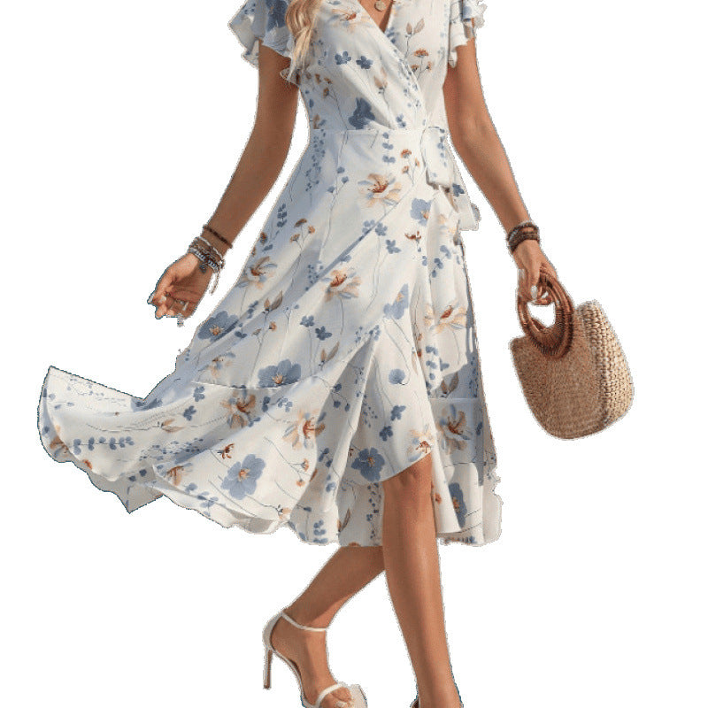 Kvinnor Floral Wrap Maxi Klänning Eva Jonsson 1751425829-Eva Jonsson