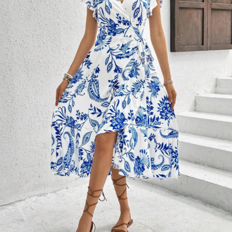 Kvinnor Floral Wrap Maxi Klänning Eva Jonsson 1751425829-Eva Jonsson