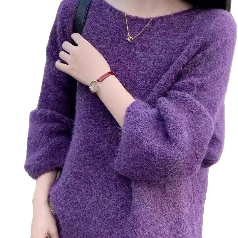 Kvinnor Fluffy Knit Tröja med Lös Passform Mirla-Eva Jonsson