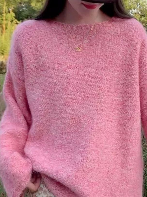 Kvinnor Fluffy Knit Tröja med Lös Passform Mirla-Eva Jonsson
