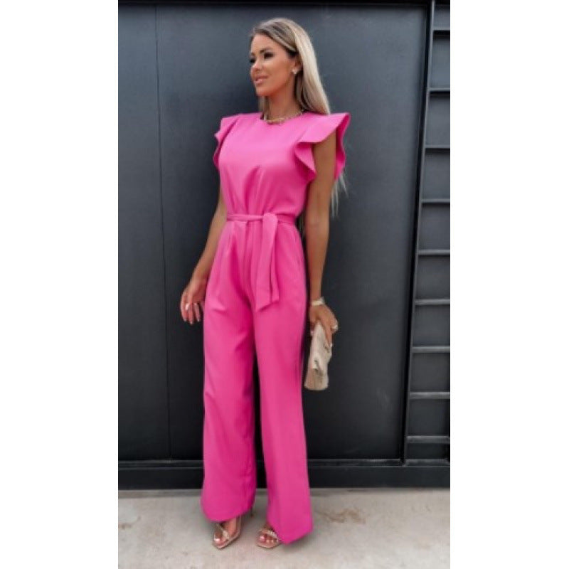 Kvinnor Flytande Vidbenad Jumpsuit med Ryschärm Eva Jonsson-Eva Jonsson