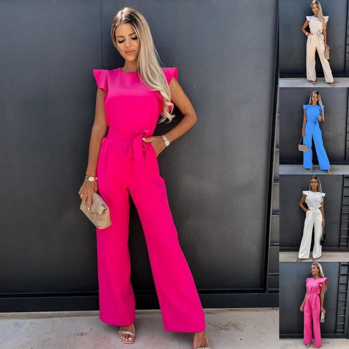 Kvinnor Flytande Vidbenad Jumpsuit med Ryschärm Eva Jonsson-Eva Jonsson
