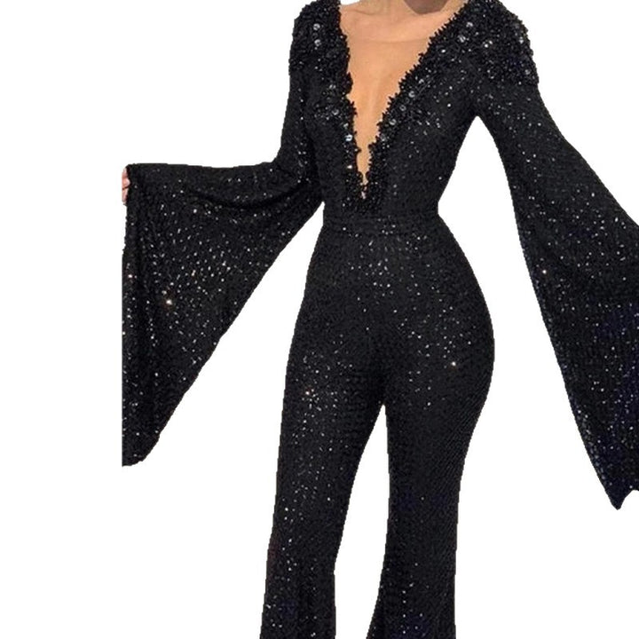 Kvinnor Glamourös Jumpsuit med skimrande paljetter och vida ärmar Eva Jonsson-Eva Jonsson