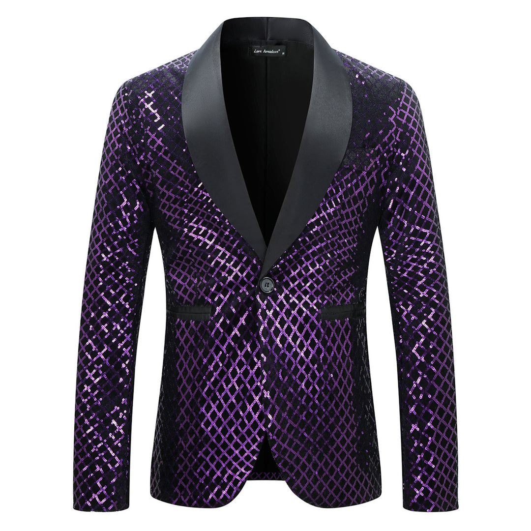 Kvinnor Glamourösa Paljett-Blazer med elegant Satin-Revers Mirla-Eva Jonsson