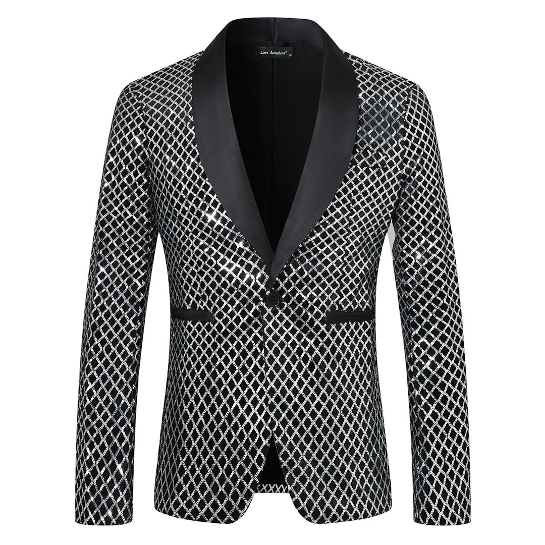Kvinnor Glamourösa Paljett-Blazer med elegant Satin-Revers Mirla-Eva Jonsson