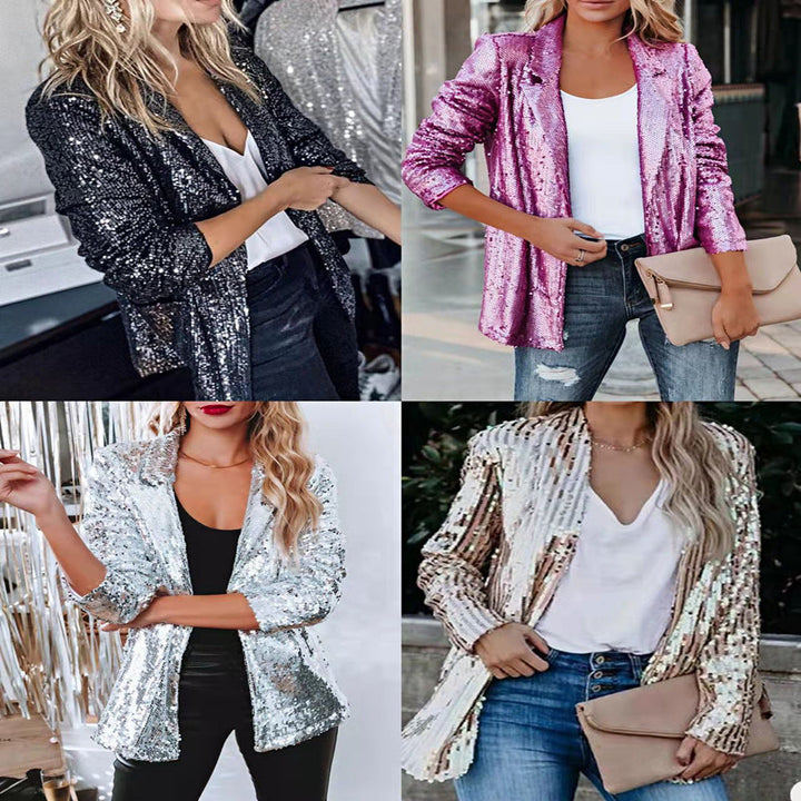Kvinnor Glittrande Blazer Av Pailletter med Modern Snitt Mirla-Eva Jonsson