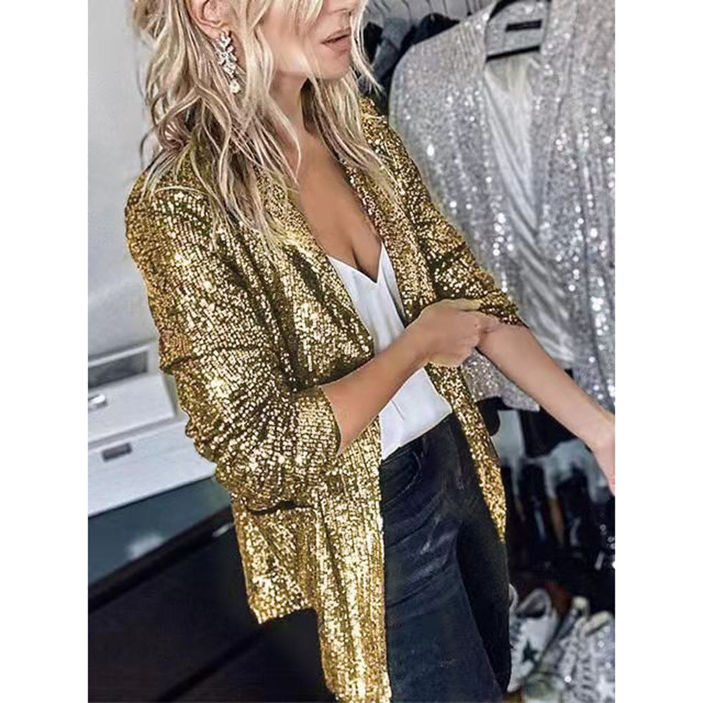 Kvinnor Glittrande Blazer Av Pailletter med Modern Snitt Mirla-Eva Jonsson
