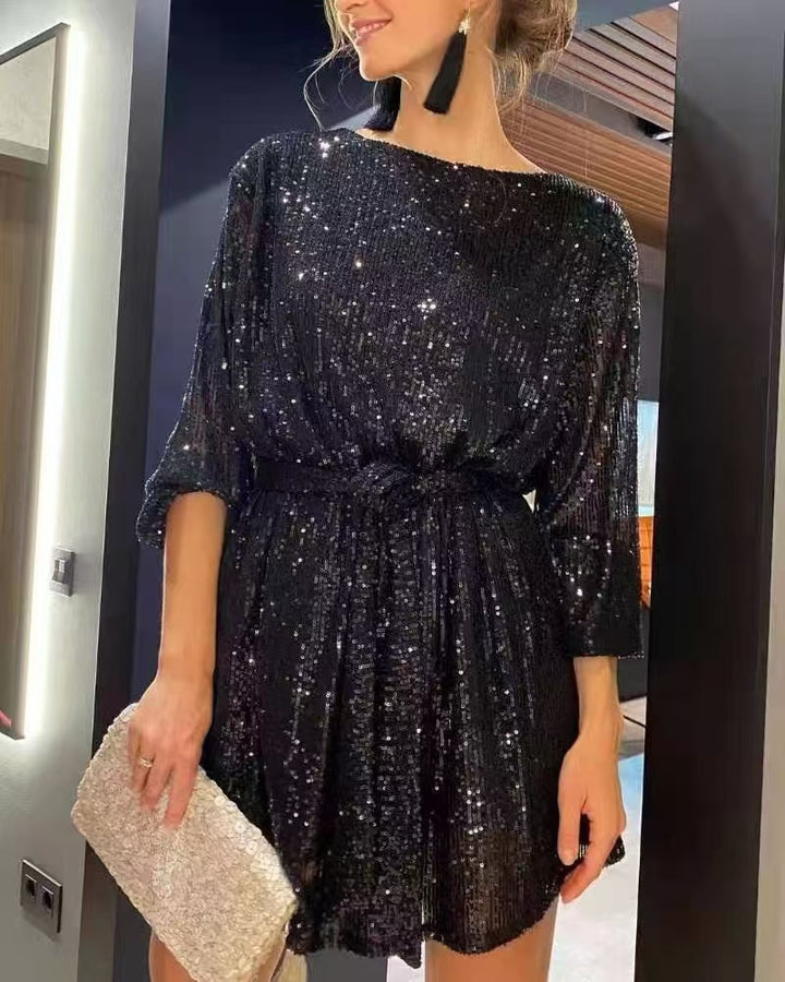 Kvinnor Glittrande Minikjol med långa ärmar och skimrande överdel Eva Jonsson-Eva Jonsson