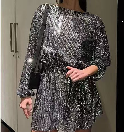 Kvinnor Glittrande Minikjol med långa ärmar och skimrande överdel Eva Jonsson-Eva Jonsson