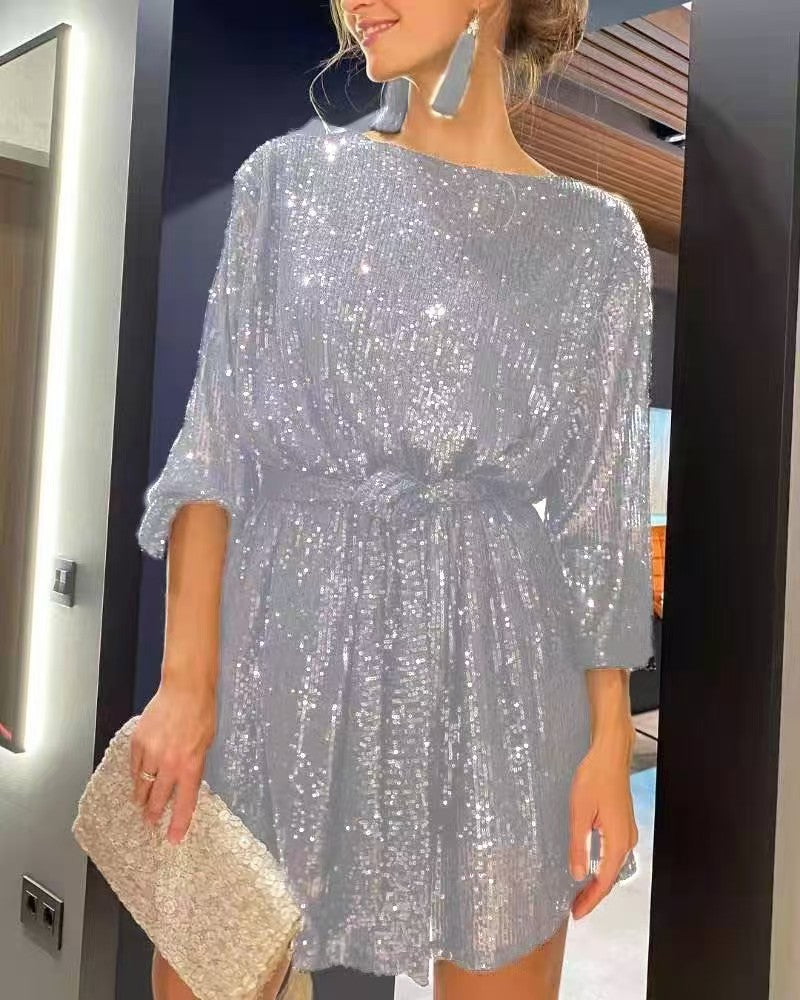 Kvinnor Glittrande Minikjol med långa ärmar och skimrande överdel Eva Jonsson-Eva Jonsson