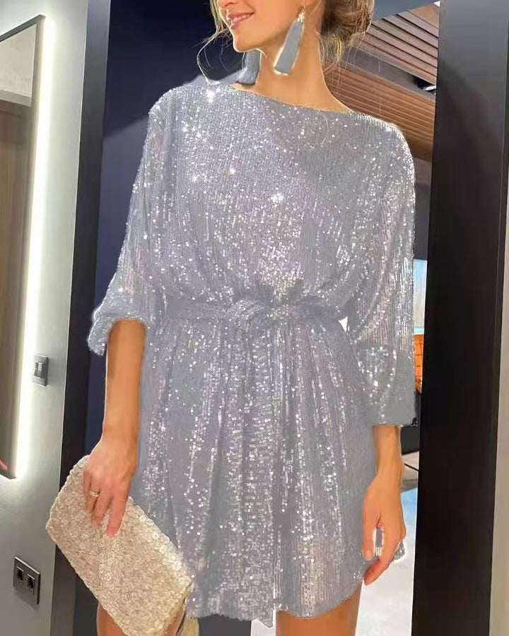 Kvinnor Glittrande Minikjol med långa ärmar och skimrande överdel Eva Jonsson-Eva Jonsson