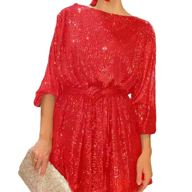 Kvinnor Glittrande Minikjol med långa ärmar och skimrande överdel Eva Jonsson-Eva Jonsson