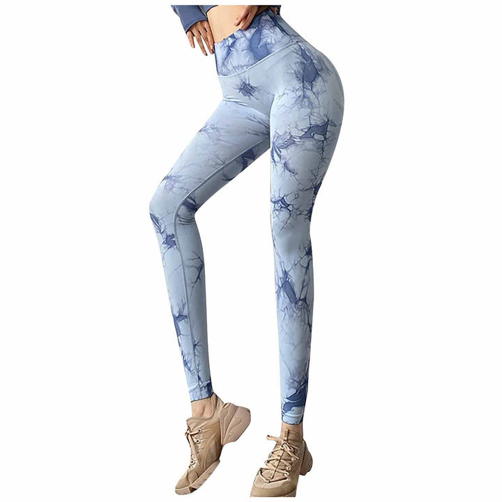 Kvinnor Högmidjade Leggings med trendigt tie-dye mönster och figursmickrande skärning Mirla-Eva Jonsson