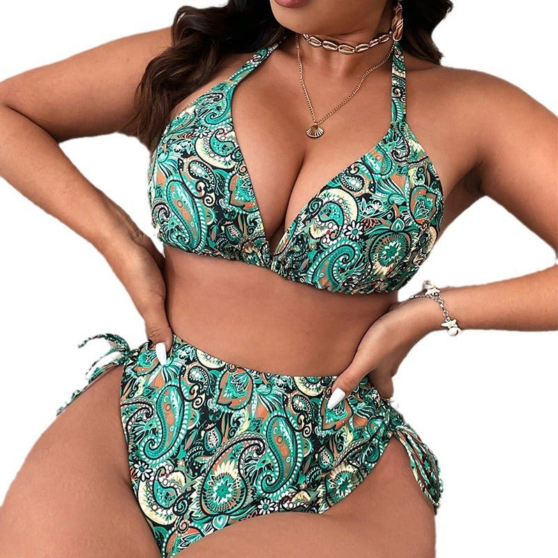 Kvinnor Högskuren Triangel-Bikini med blommiga mönster och justerbara band Mirla-Eva Jonsson