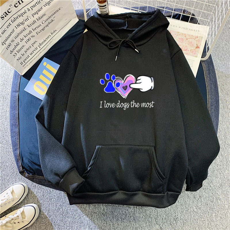 Kvinnor Hoodie med Kärleksfull Hunddesign Mirla-Eva Jonsson