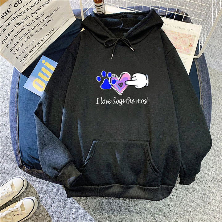 Kvinnor Hoodie med Kärleksfull Hunddesign Mirla-Eva Jonsson