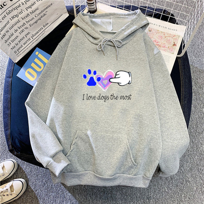 Kvinnor Hoodie med Kärleksfull Hunddesign Mirla-Eva Jonsson