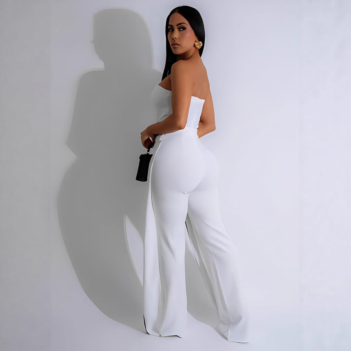 Kvinnor-Jumpsuit med elegant bustier-överdel och kontrasterande fållaccenter Mirla-Eva Jonsson