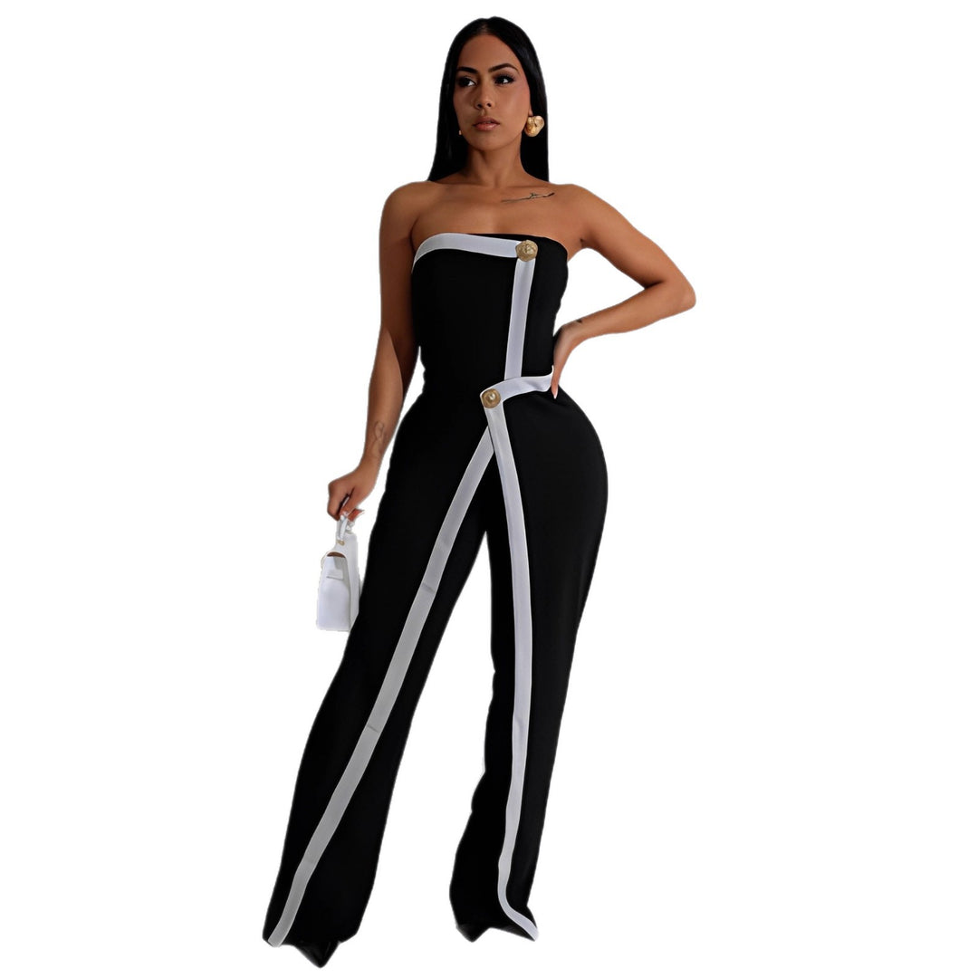 Kvinnor-Jumpsuit med elegant bustier-överdel och kontrasterande fållaccenter Mirla-Eva Jonsson