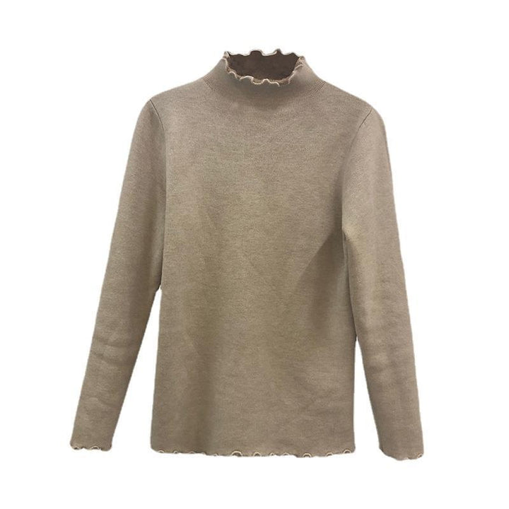 Kvinnor Kort Turtleneck Sweater med Olika Materialmix Mirla-Eva Jonsson