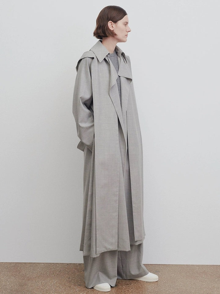 Kvinnor Lång Oversized Trench Coat med Brett Krage Mirla-Eva Jonsson