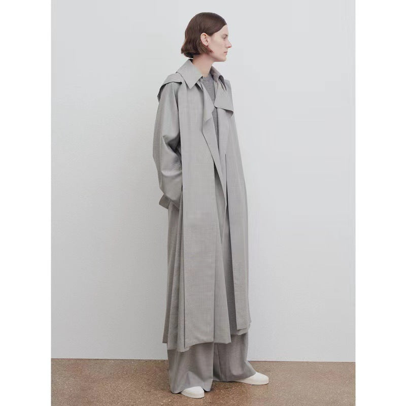 Kvinnor Lång Oversized Trench Coat med Brett Krage Mirla-Eva Jonsson