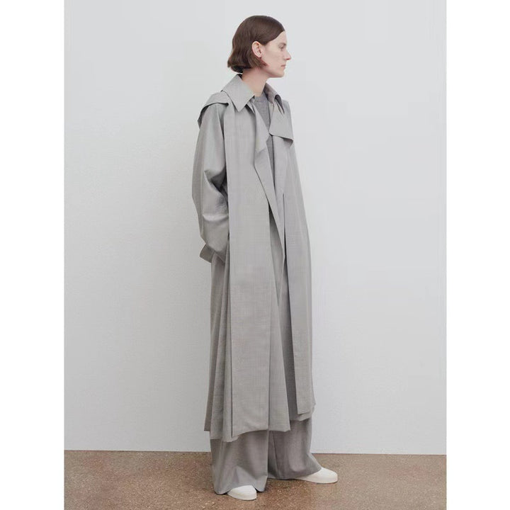 Kvinnor Lång Oversized Trench Coat med Brett Krage Mirla-Eva Jonsson
