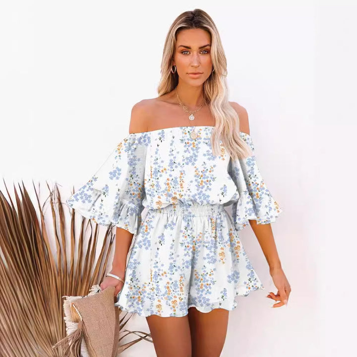 Kvinnor Off-Shoulder Kort Overall med Voluminösa Ärmär Mirla-Eva Jonsson