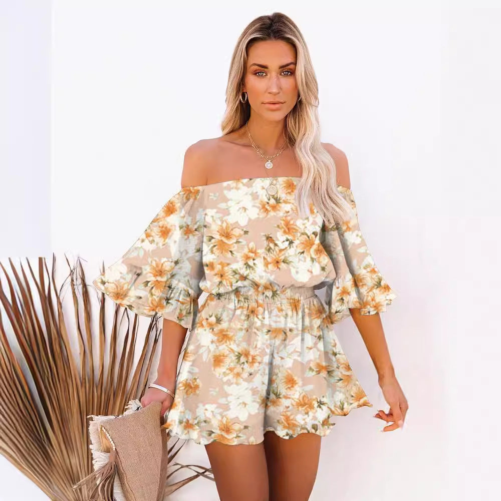 Kvinnor Off-Shoulder Kort Overall med Voluminösa Ärmär Mirla-Eva Jonsson