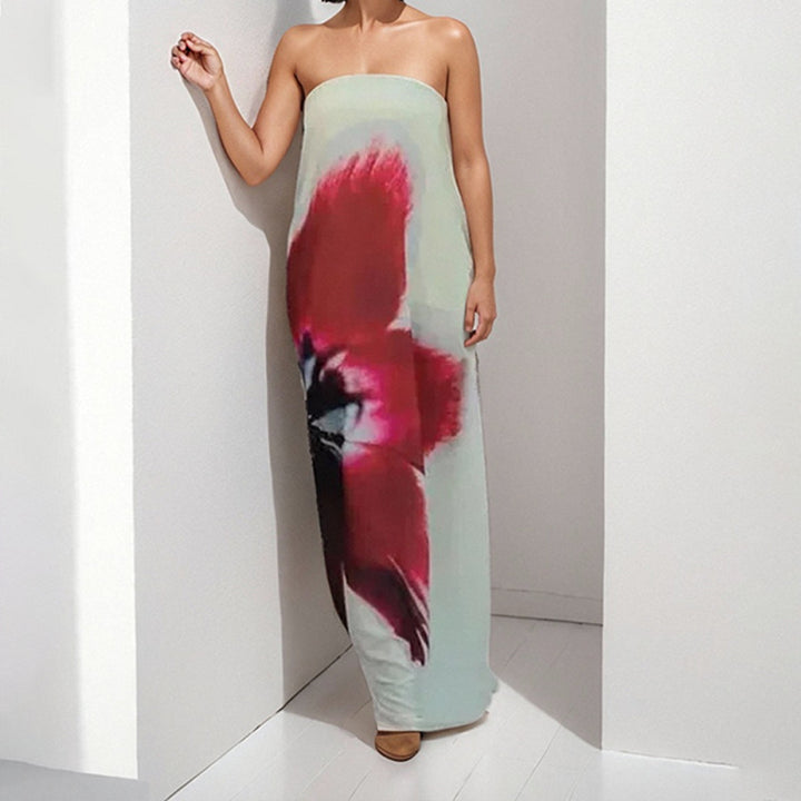 Kvinnor Off-Shoulder Maxi Klänning med Blomtryck och Flödig Tyg Mirla-Eva Jonsson