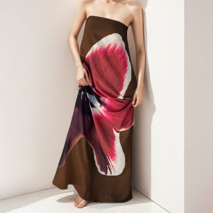 Kvinnor Off-Shoulder Maxi Klänning med Blomtryck och Flödig Tyg Mirla-Eva Jonsson