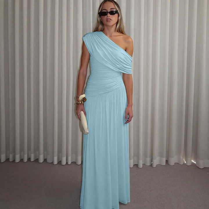 Kvinnor Off-Shoulder Maxi Klänning med Drapering Detaljer Mirla-Eva Jonsson