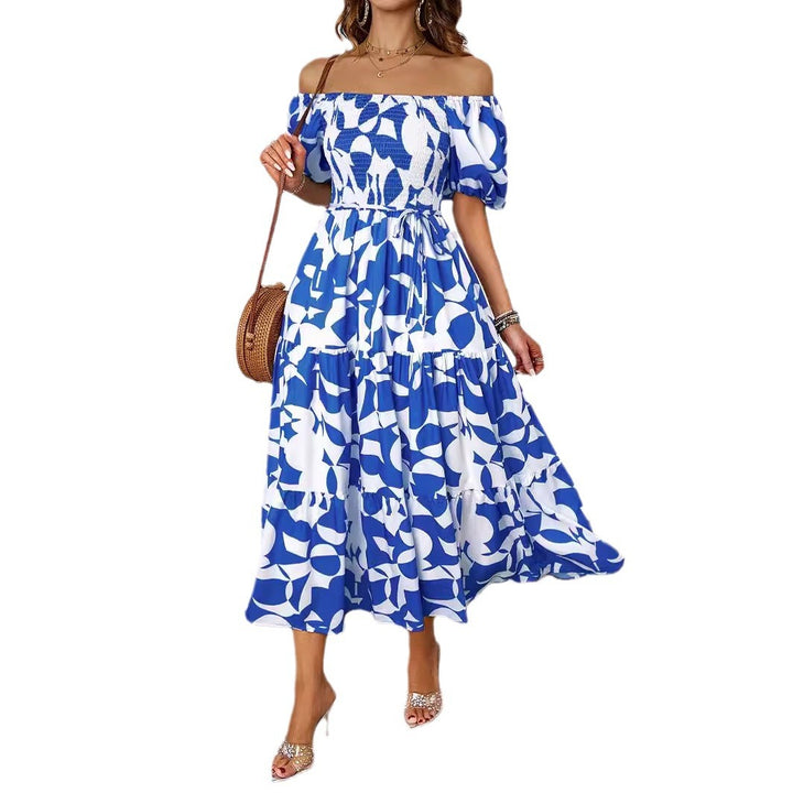 Kvinnor Off-Shoulder Maxi Klänning med Voluminösa Ärmar och Tryck Mirla-Eva Jonsson