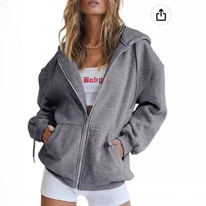 Kvinnor Oversize Hoodie Jacka med Hög Krage Mirla-Eva Jonsson
