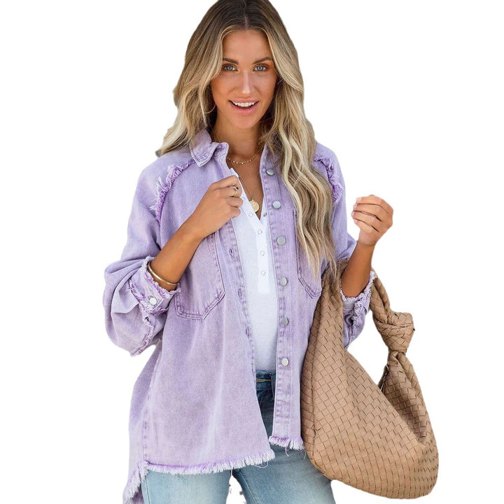 Kvinnor Oversized Denim Skjorta med Fransar Mirla-Eva Jonsson