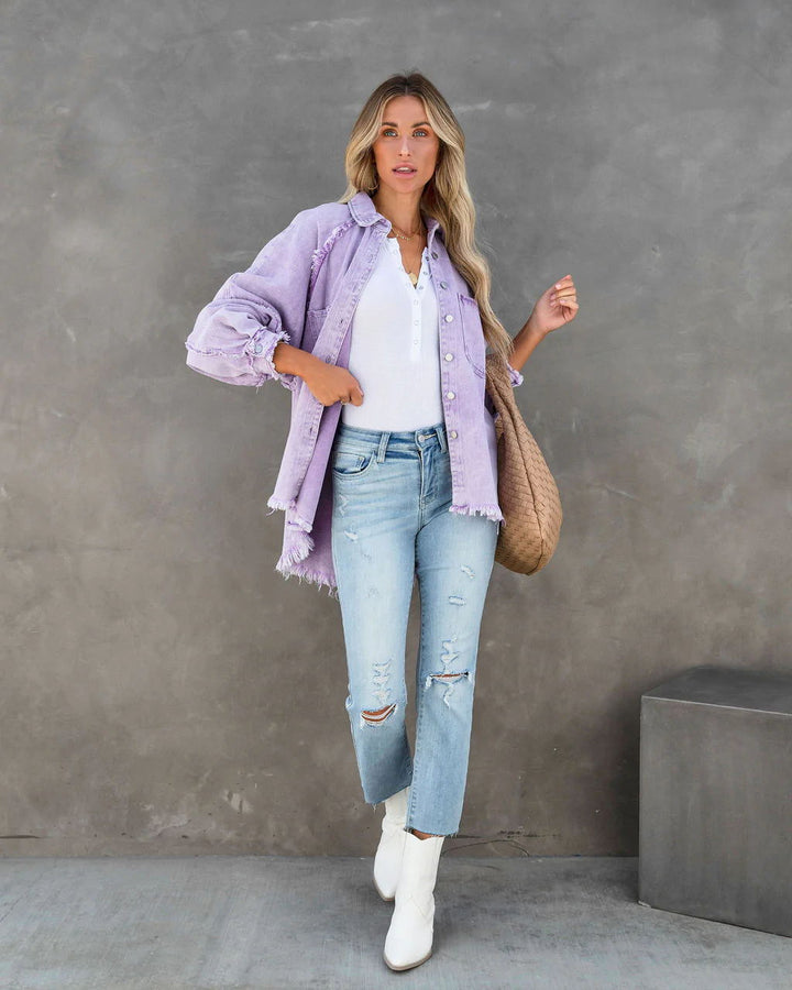 Kvinnor Oversized Denim Skjorta med Fransar Mirla-Eva Jonsson
