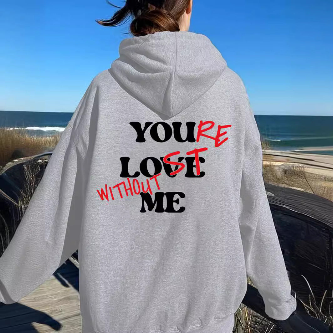 Kvinnor Oversized Hoodie med Inspirerande Tryck Mirla-Eva Jonsson