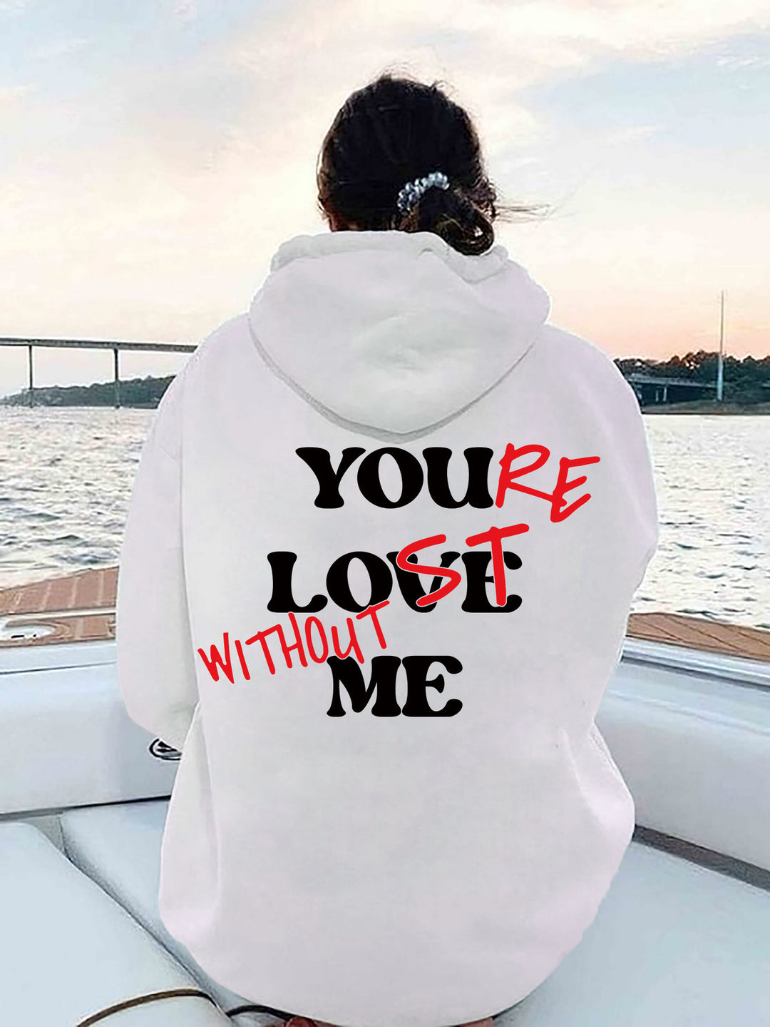 Kvinnor Oversized Hoodie med Inspirerande Tryck Mirla-Eva Jonsson