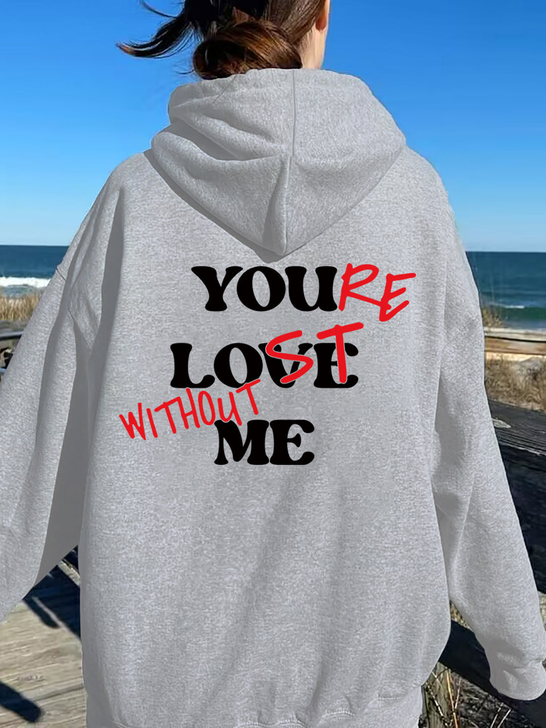 Kvinnor Oversized Hoodie med Inspirerande Tryck Mirla-Eva Jonsson