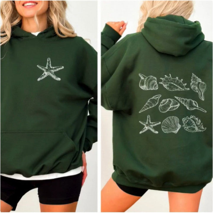 Kvinnor Oversized Hoodie med Maritim Skalsdesign Mirla-Eva Jonsson