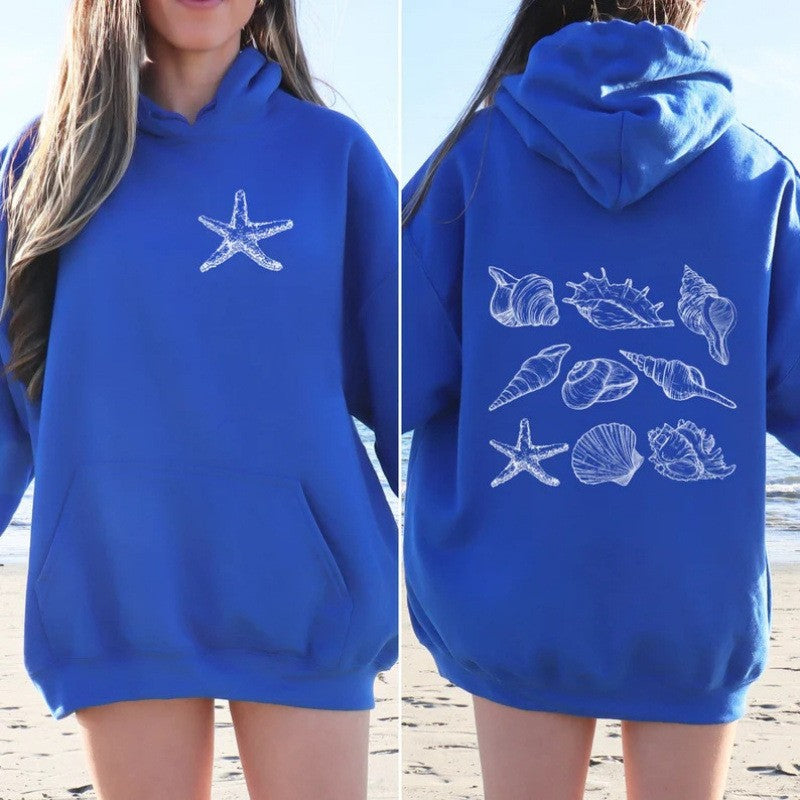 Kvinnor Oversized Hoodie med Maritim Skalsdesign Mirla-Eva Jonsson