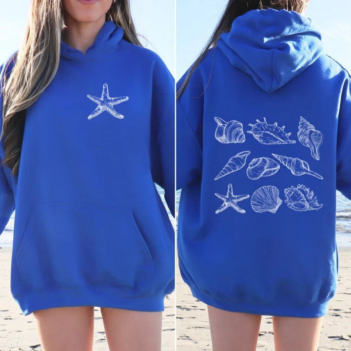 Kvinnor Oversized Hoodie med Maritim Skalsdesign Mirla-Eva Jonsson