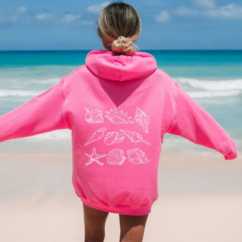 Kvinnor Oversized Hoodie med Maritim Skalsdesign Mirla-Eva Jonsson