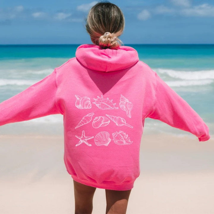 Kvinnor Oversized Hoodie med Maritim Skalsdesign Mirla-Eva Jonsson